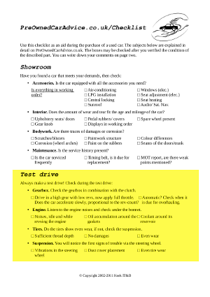checklist test drive
